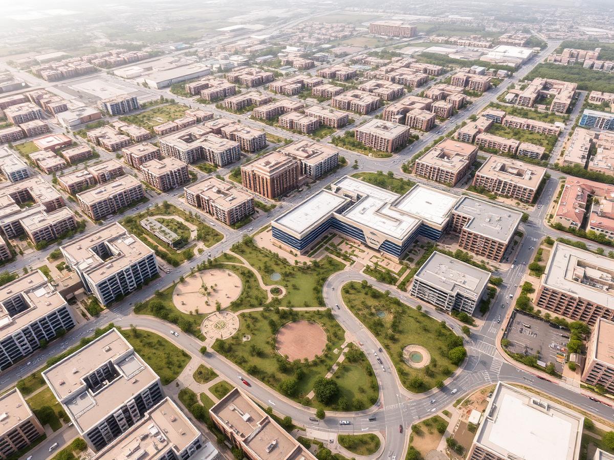 Mixed-Use Urban District — placeholder imagery representing master planning work
